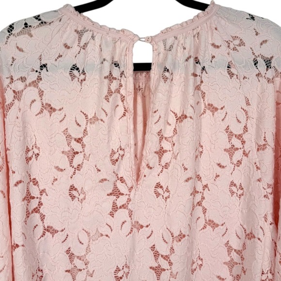 Free People Olivia Balloon Sleeve Floral Lace Blouse Top Pink‎ Boho Festival XS - Picture 8 of 16